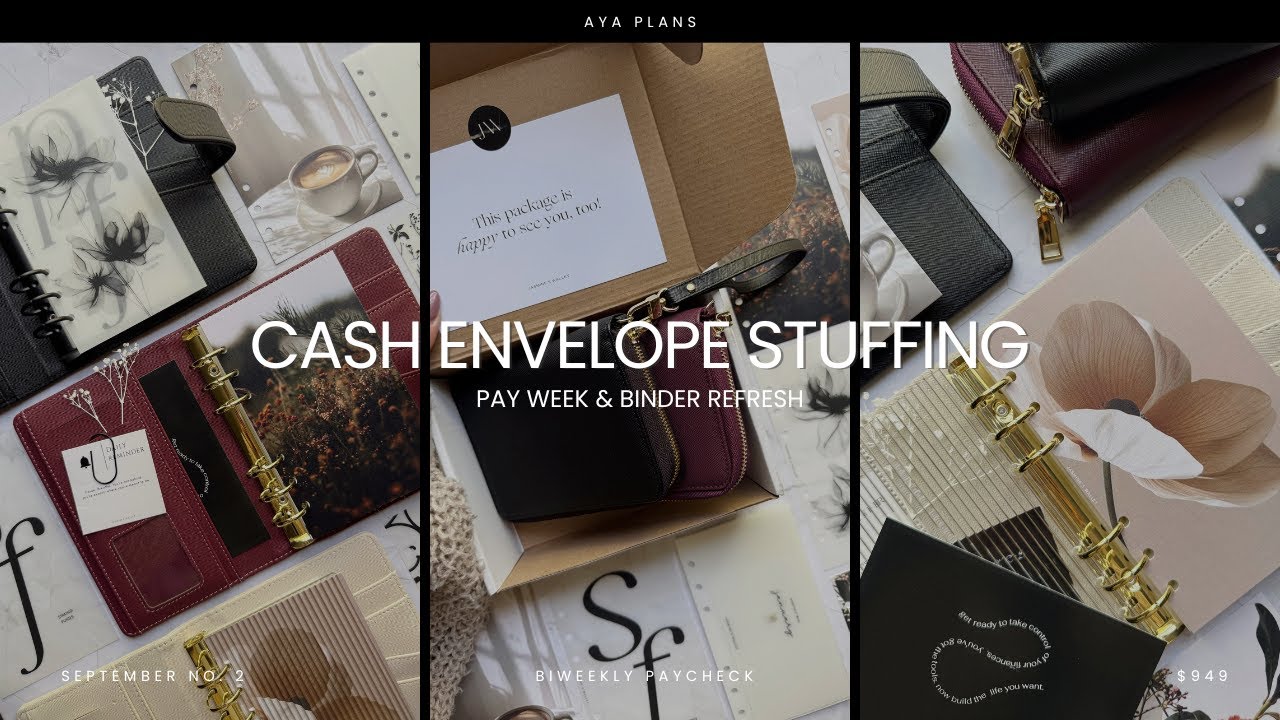 CASH ENVELOPE STUFFING | binder refresh with new items from jasmineswallet 📦💸🖤 | sept. no. 2 | $949