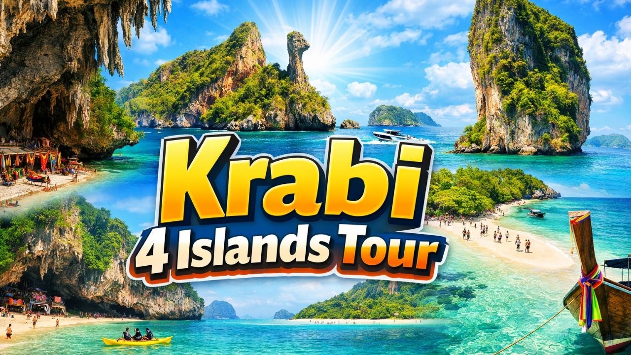 Krabi 4 Islands Tour | Phra Nang Cave, Chicken Island, Tup & Poda Island #nocopyrightmusic