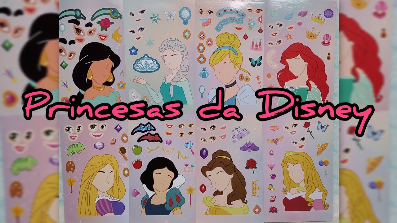 🌼 Faça você mesmo 🌼 Coleção - Princesas da Disney #adesivos #maquiagem 