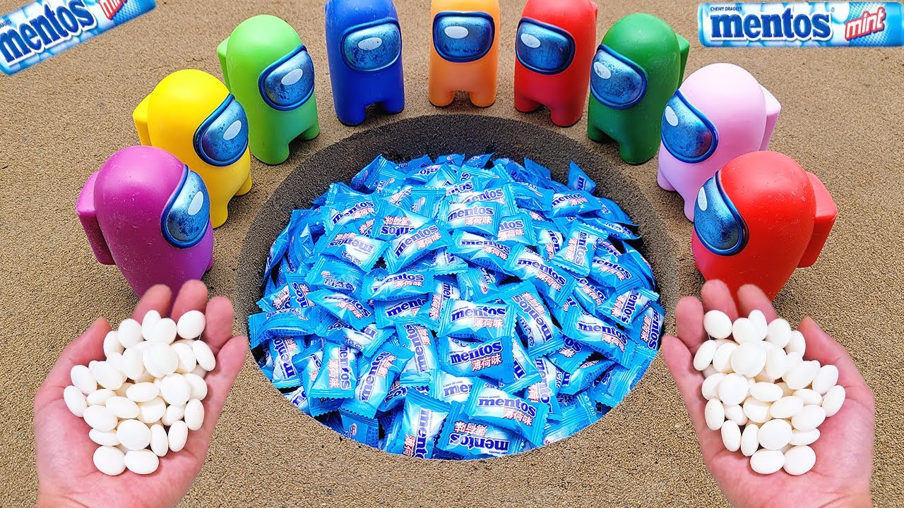 Coca Cola, Different Fanta, Monster, Pepsi, Sprite and Mentos In the big underground hole | Among Us