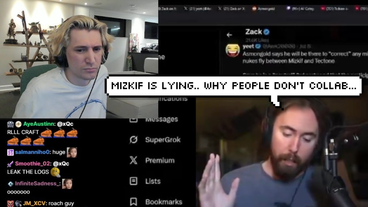 xQc отреагировал на предупредительный выстрел Асмонголда в Мизкиф