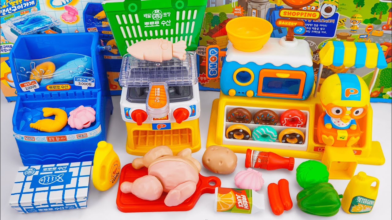 [🌟Toy ASMR🌟] 💛96 Minutes Satisfying with Unboxing Pororo Grilled Fish Shop & Talking Donut Shop Set