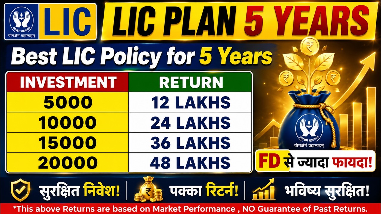 Best LIC policy Plan for 5 years | LIC 5 year Investment Plan