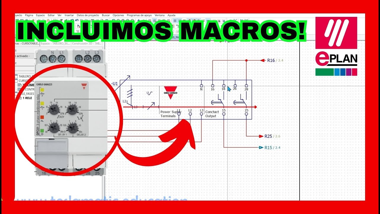 🚀🚀CURSO EPLAN desde CERO |  Diseño con Relé Carlo Gavazzi de supervisión de fases.