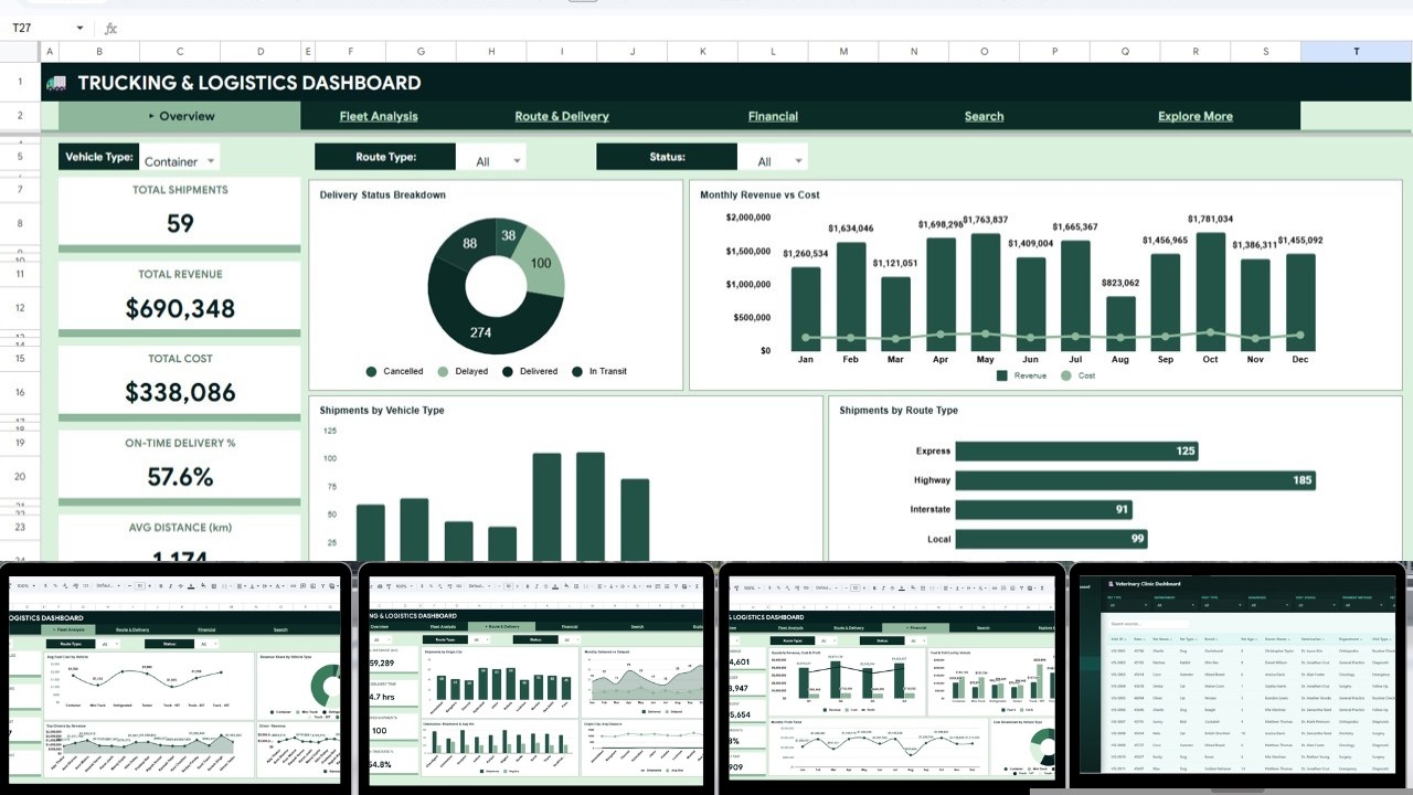 Trucking and Logistics Dashboard in Google Sheets