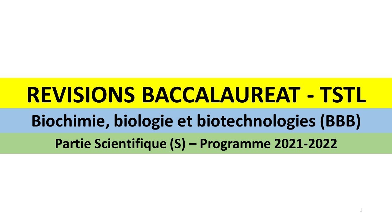 R&eacute;visions bac STL BTK en MOINS DE 30 MIN - Biochimie Biologie Biotechnologies (BBB)