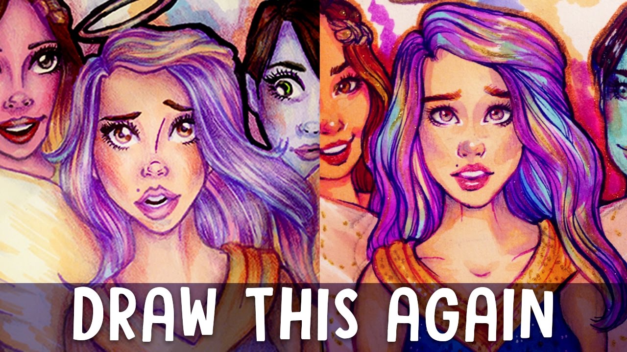 DRAW THIS AGAIN - CHRISTMAS ANGELS! | Sketchmas 2016 | Jenna Drawing