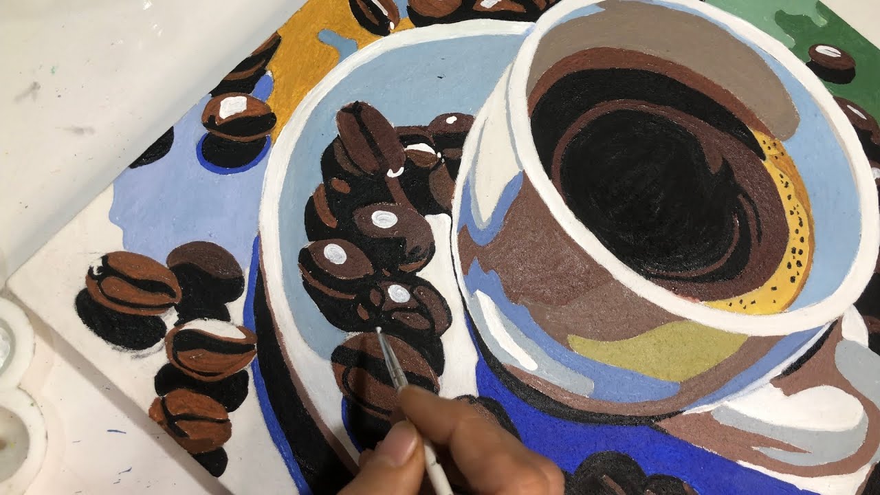 A Coffee Cup Acrylic Painting | Acrylic Painting | How to draw a Coffee Cup step by step
