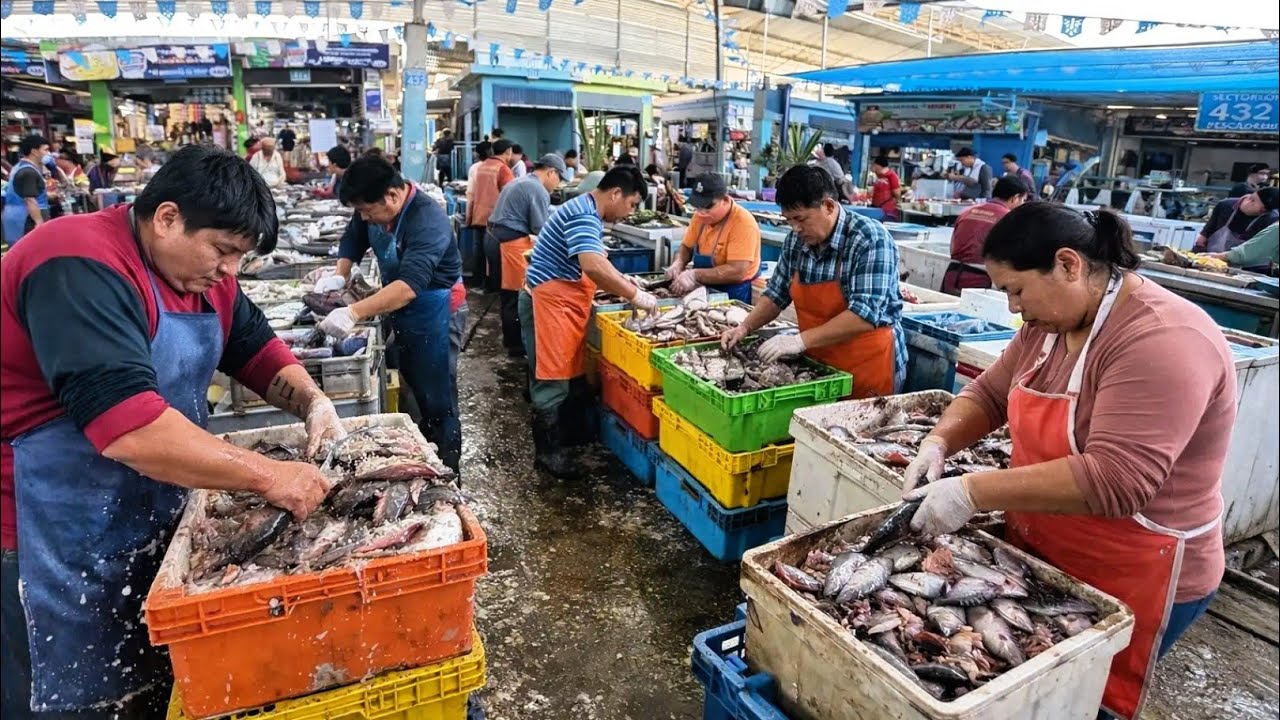 El MERCADO pesquero del Norte Chico Huaral 🇵🇪 Tradicion y Cultura 