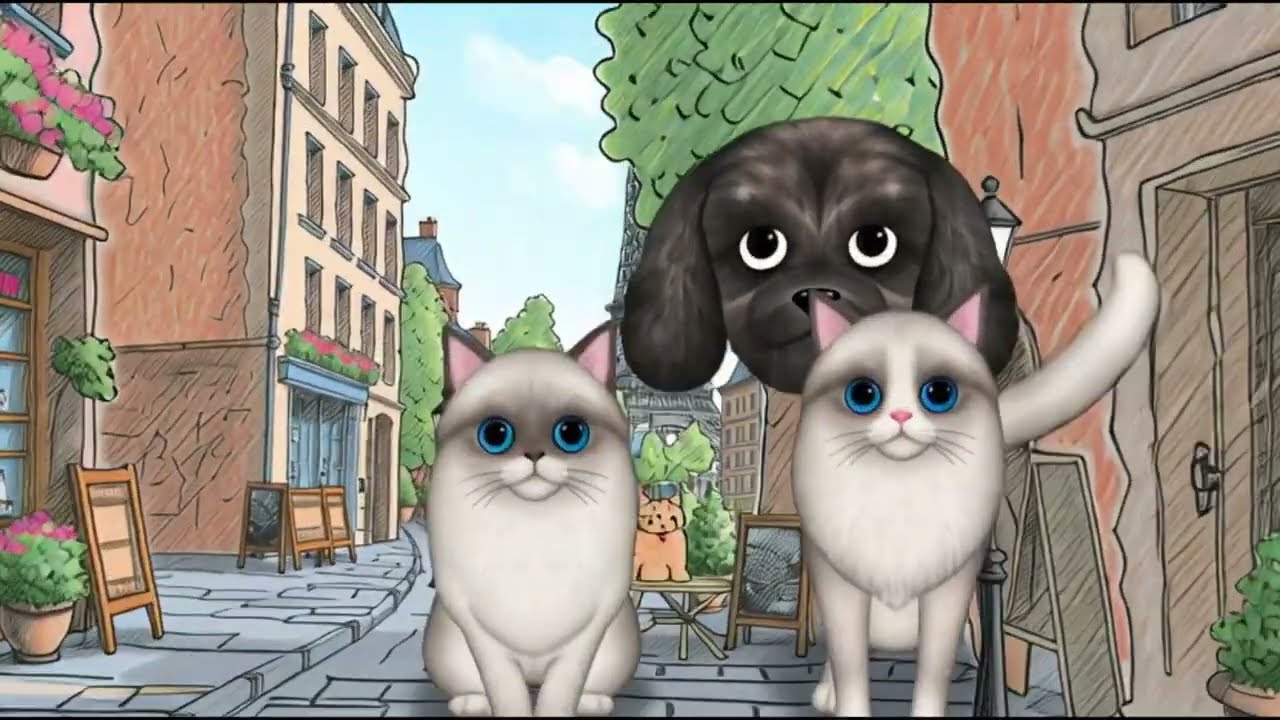空想旅行｜パリの街　可愛い犬猫アートと癒やしのジャズ ☕️ Imaginary Travel: Paris - Relaxing Jazz for Cat & Dog Lovers [1.5 H]