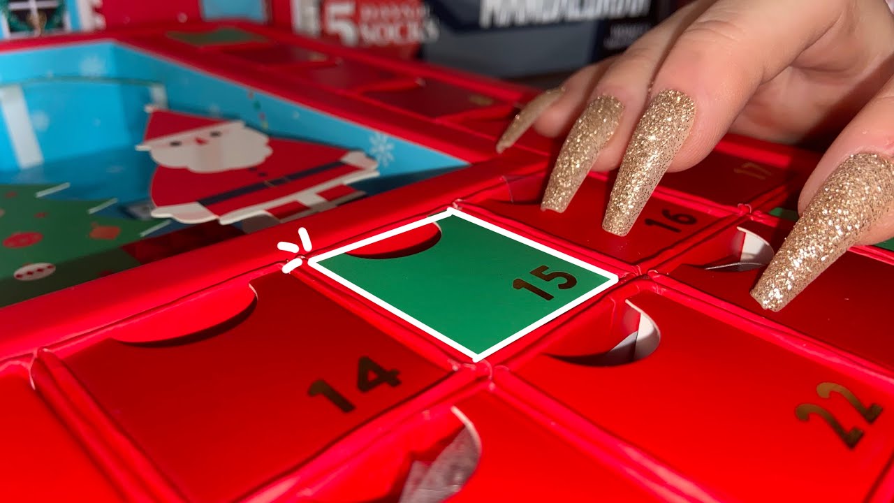 ASMR: Textured Advent Calendar - Fast scratching and tapping - lots of build up! 2/7