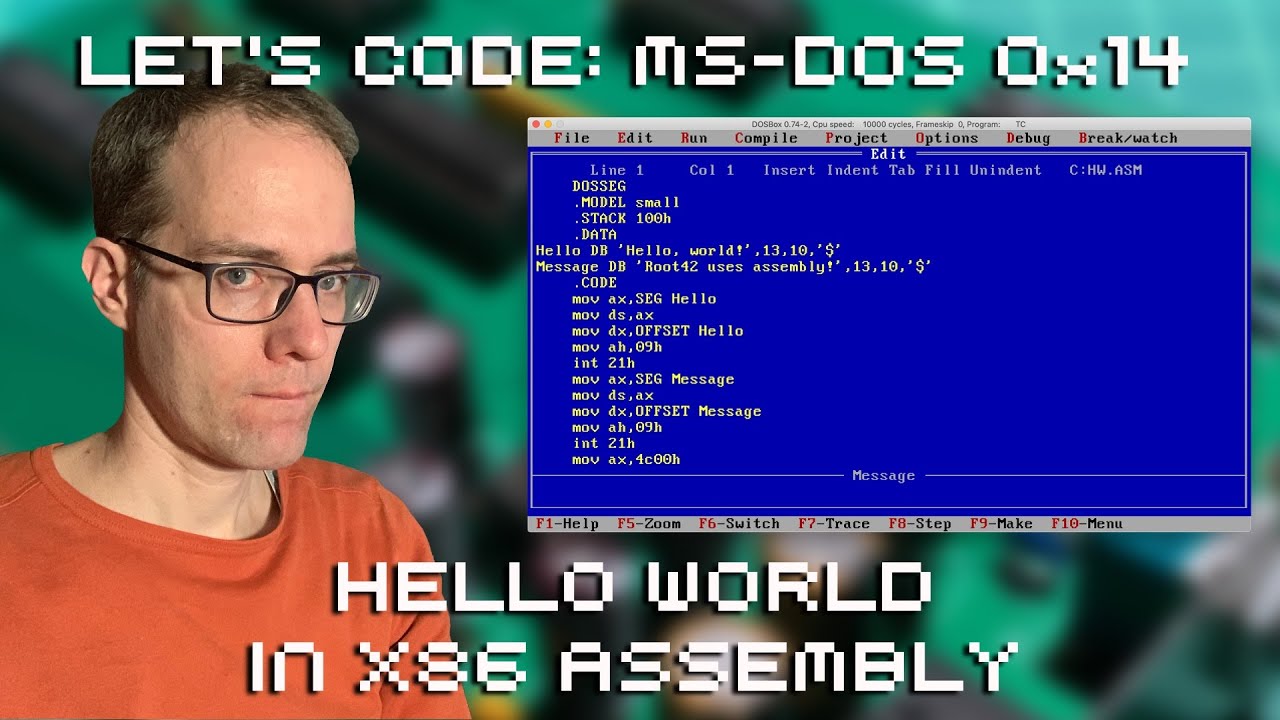 Let's Code MS DOS 0x14: Hello World in x86 Assembly