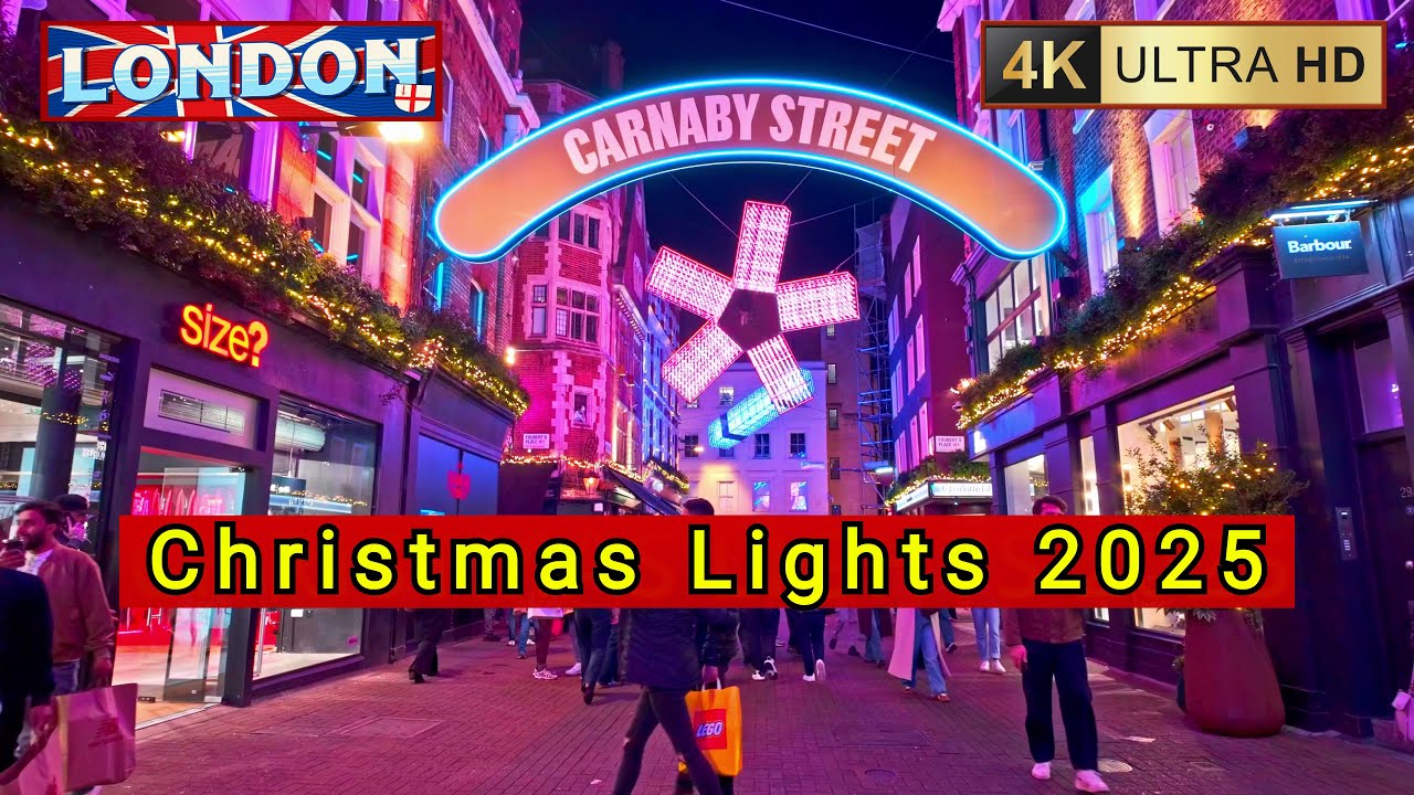 London Christmas Lights 2025 – Oxford Street, Regent Street & Carnaby Street [4K60]