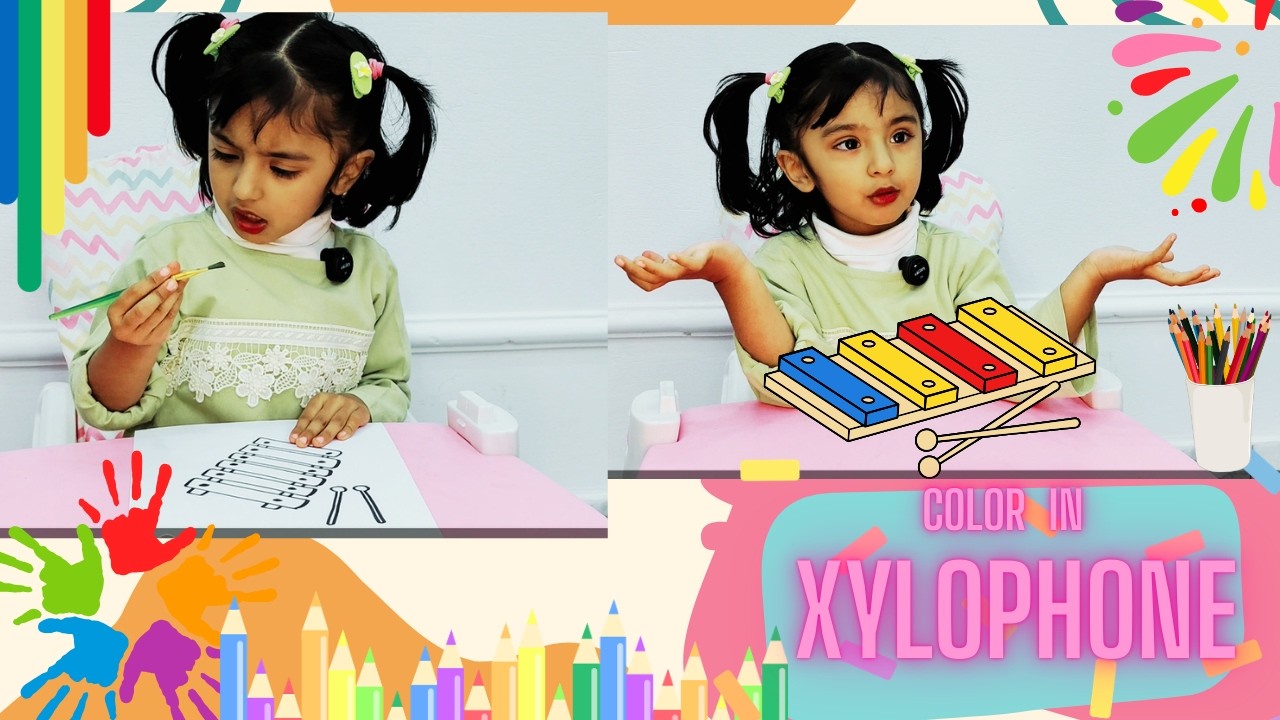 How to color in xylophone | Learn color with coloring activity | fun for kid #drawing #colors #kids