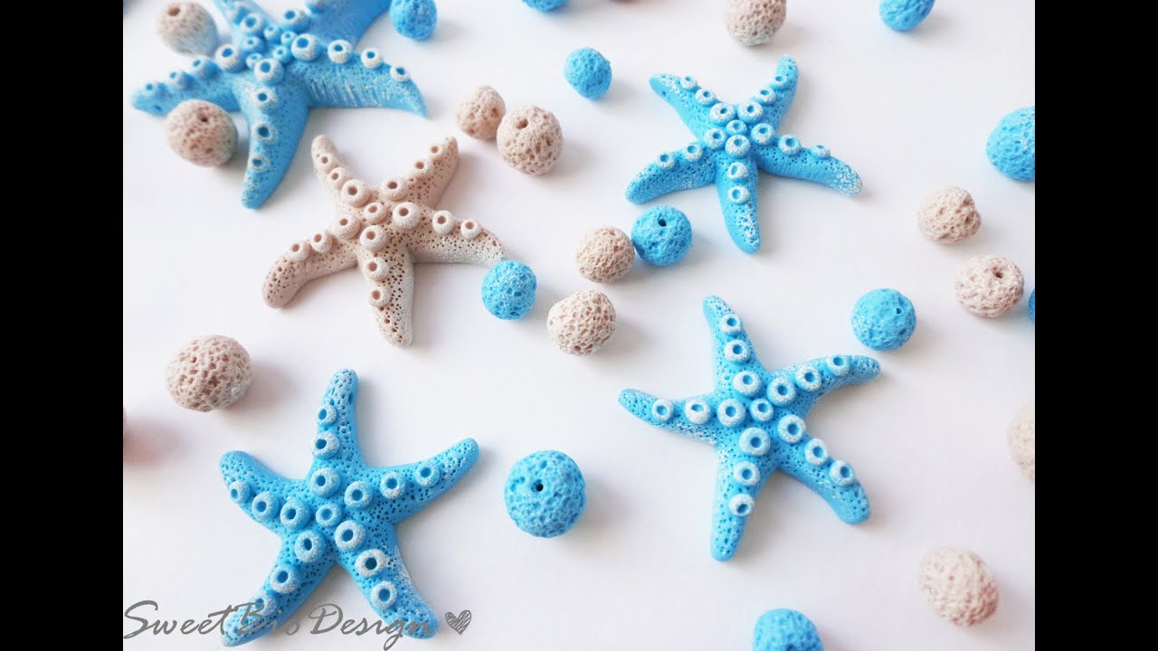 Stelle marine e perle pietra pomice in fimo - DIY Starfish and pumice beads