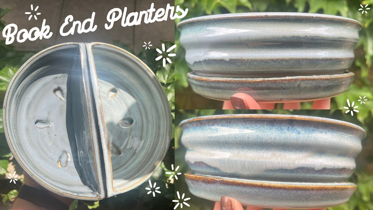Making Book End Planters by Cutting a Wheel Thrown Flower Pot in Half | Pottery by Sara