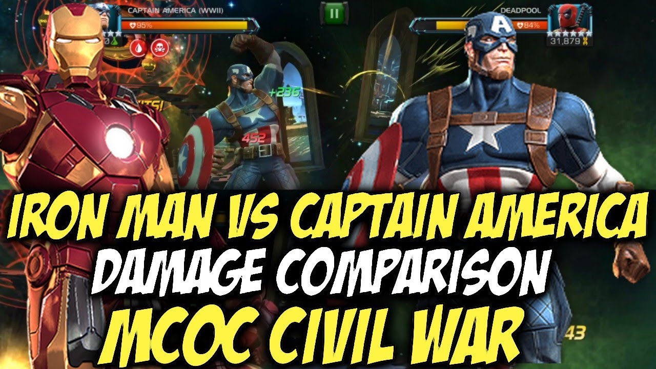 Iron Man Vs Captain America Damage Comparison | MCOC Civil War | Marvel Contest Of Champions