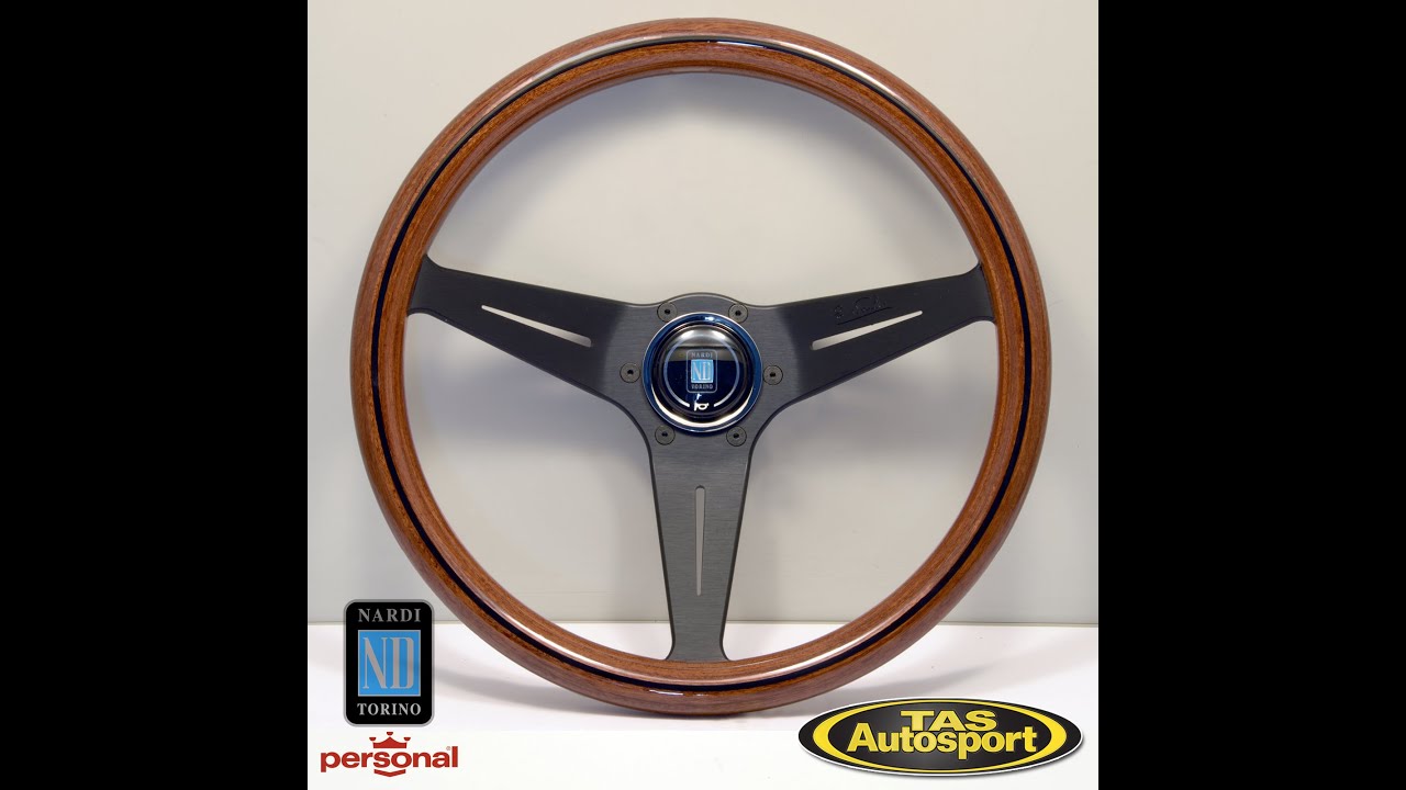 Nardi Deep Corn Steering Wheel.  Mahogany Wood with Black Spokes 350mm