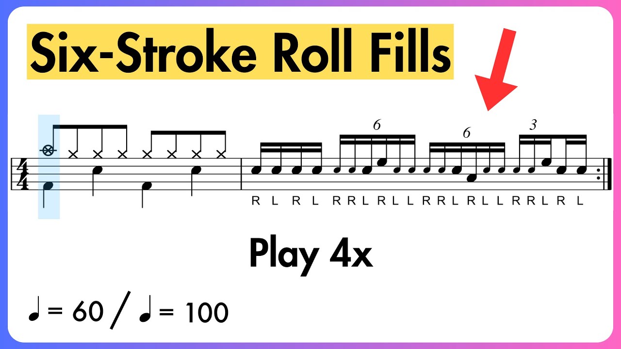 8 Cool Fills Using Six-Stroke Rolls: Practice-Along 🥁