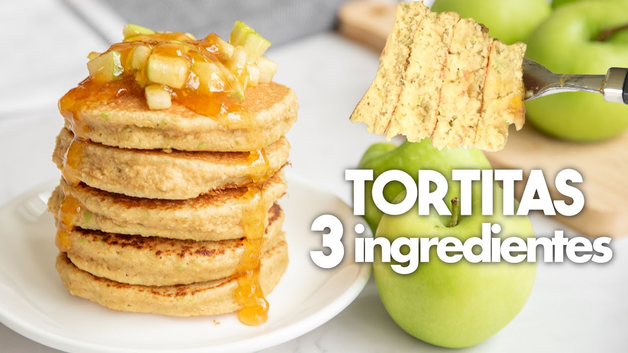 PANQUEQUES de AVENA y MANZANA con 3 Ingredientes 🥞🍏 | Hot Cakes de Avena