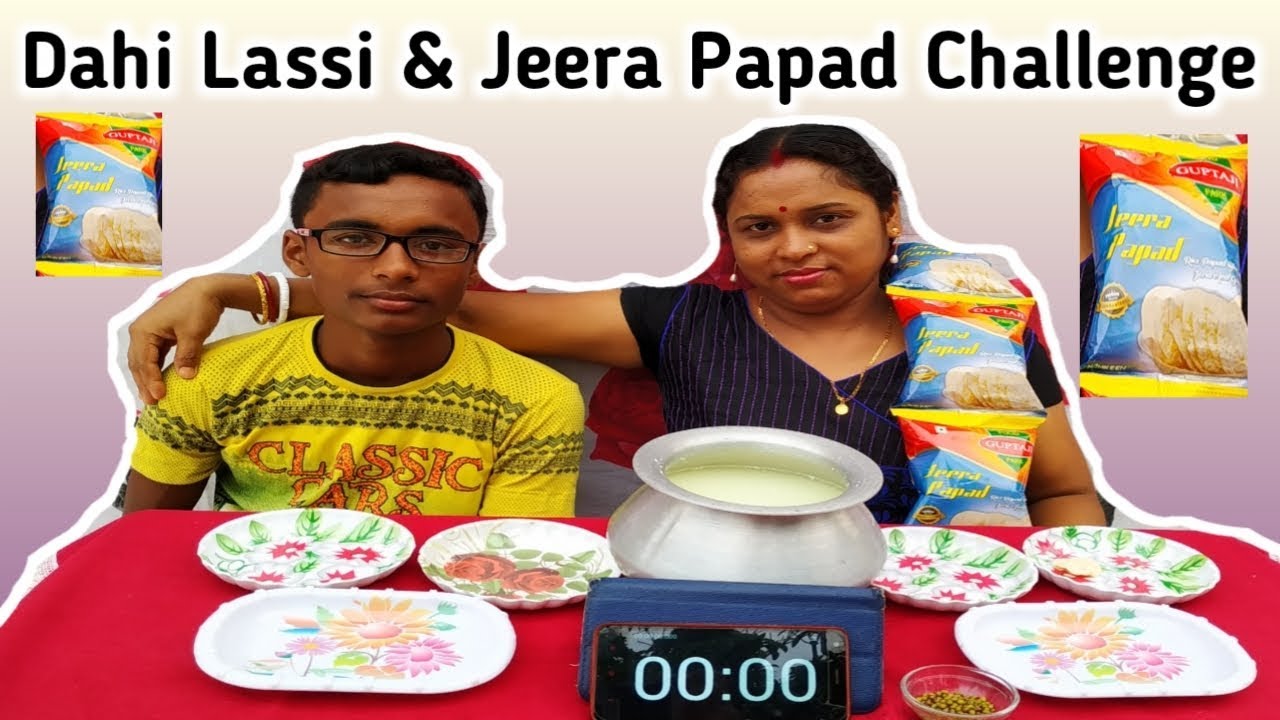Mother vs Son : Dahi Lassi & Jeera Papad Eating Competition - Food Challenge India