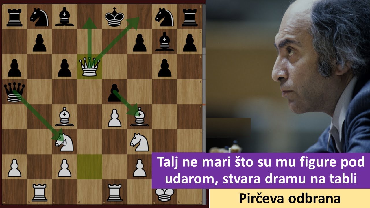 Talj ne mari što su mu figure pod udarom, oštrim napadom pravi dramu na tabli - Pirčeva odbrana