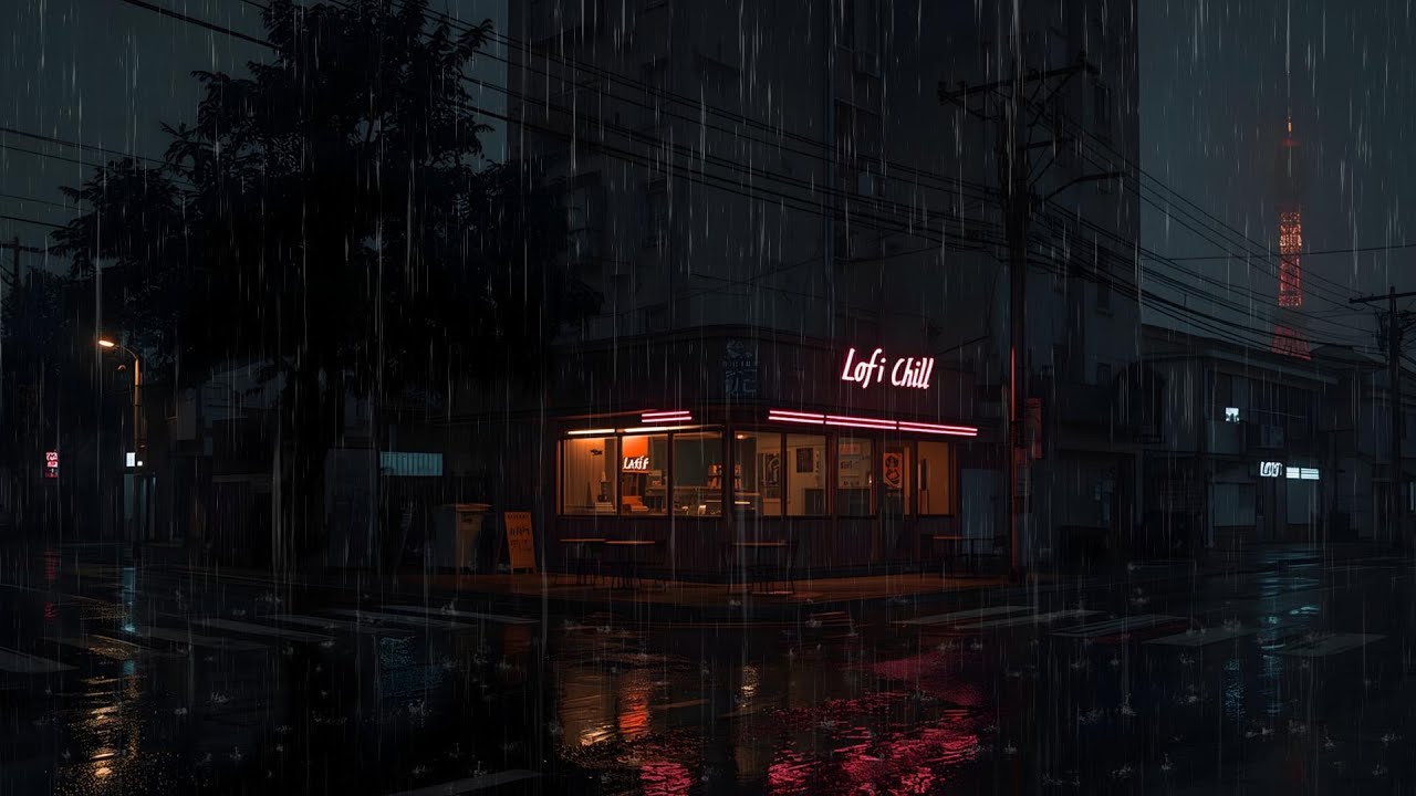 Rainy Anime Café Night 🌧️ Soft Lofi Chill for Relax & Sleep