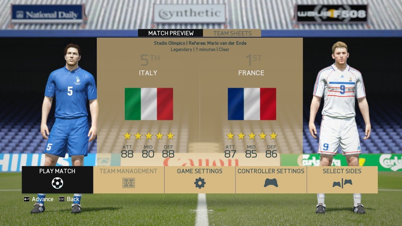WORLD CUP 1998 • QUARTER FINALS • ITALY vs FRANCE • FIFA 16 PC • CLASSIC PATCH