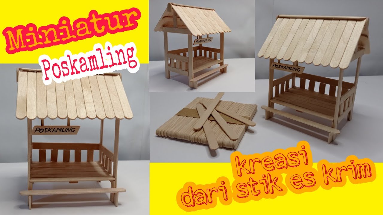 Ide Kreatif Miniatur Poskamling dari Stik Es Krim | DeF Channel #miniatur #stikeskrim #poskamling