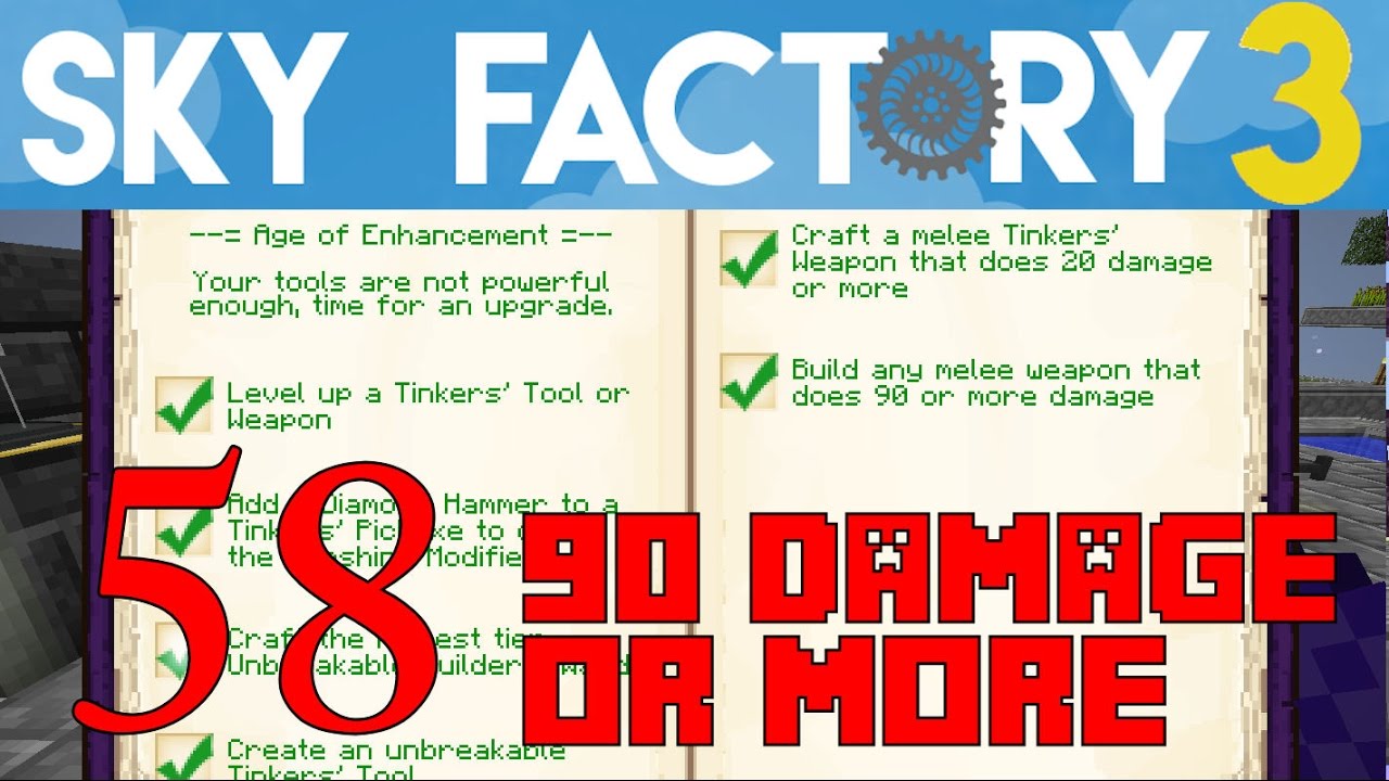Ep 58e / Craft Melee Weapon 90 damage or more / Sky Factory 3.0 / FTB / Minecraft / Tutorial