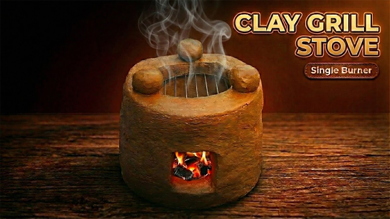 All-Clay Grill Stove (Single Burner) | Primitive Mud Chulha Griller Design #diy