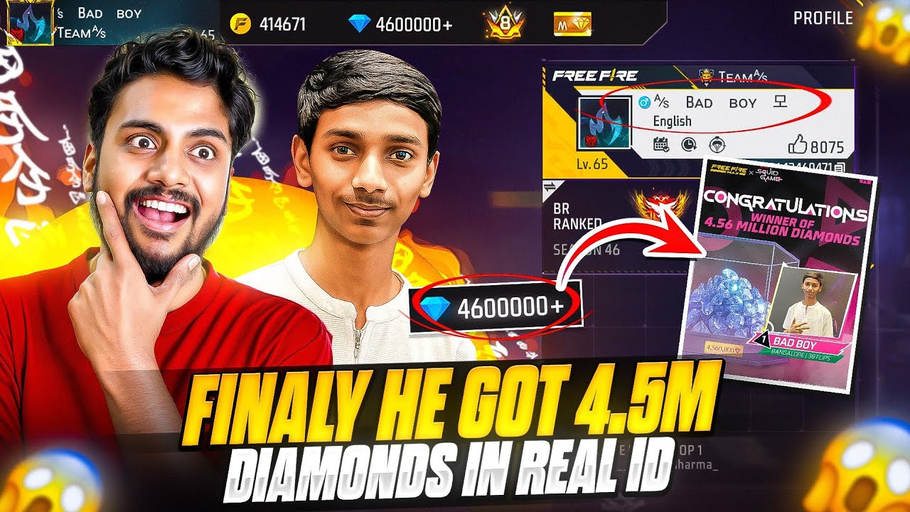 HE Got 4.5 MILLION Diamonds Squid Game Event  Winner Id 😱 - Garena Free Fire Max