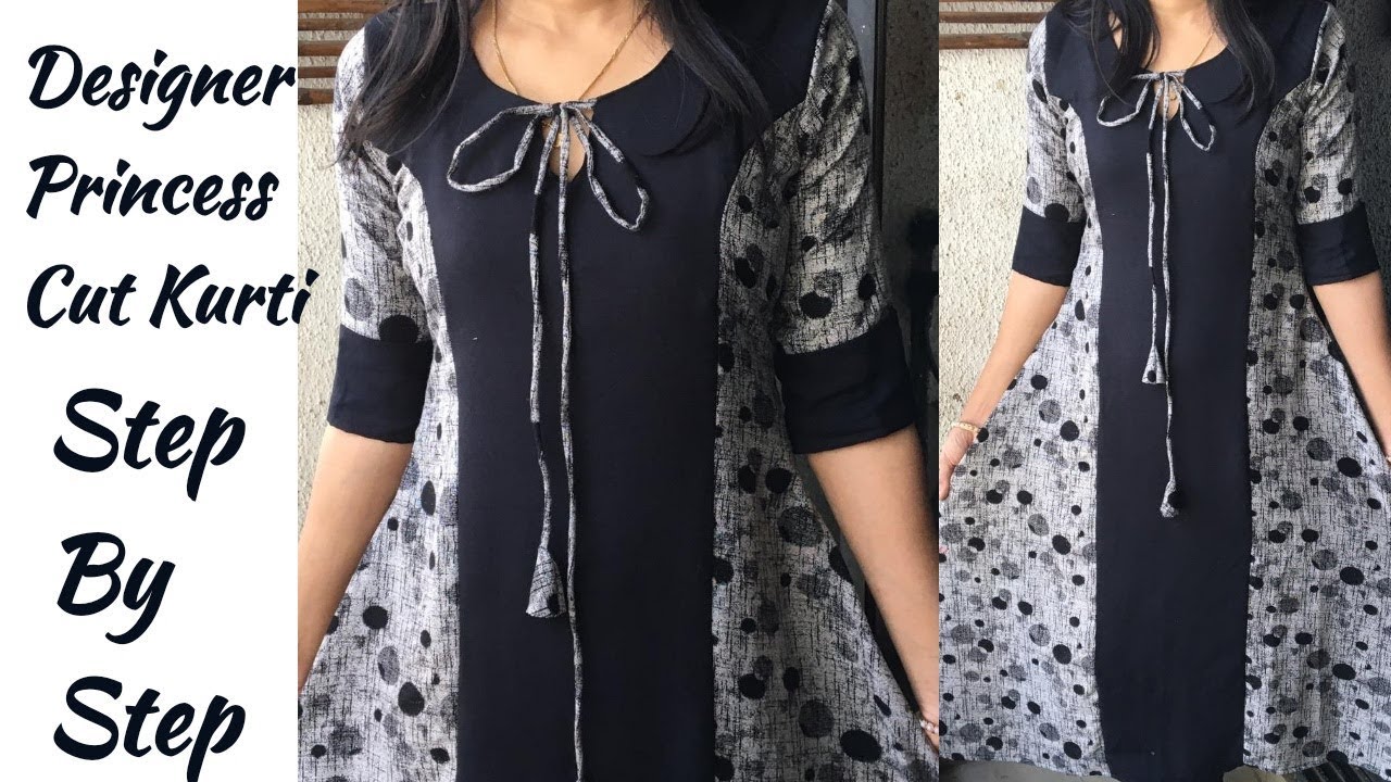 DIY Designer Kurti Cutting and Stitching | Princess cut Kurti Cutting and Stitching