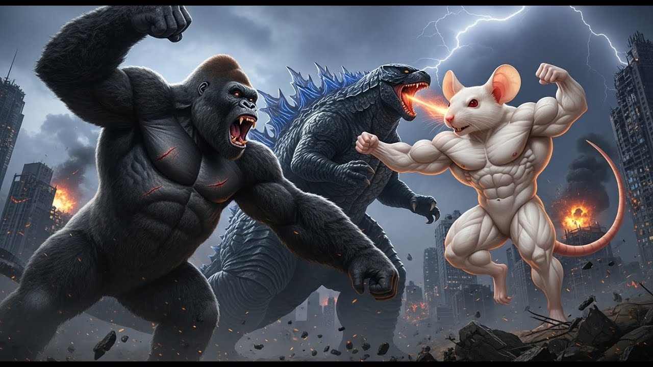 The ULTIMATE Kaiju Clash: King Kong and Godzilla battle a giant mouse!