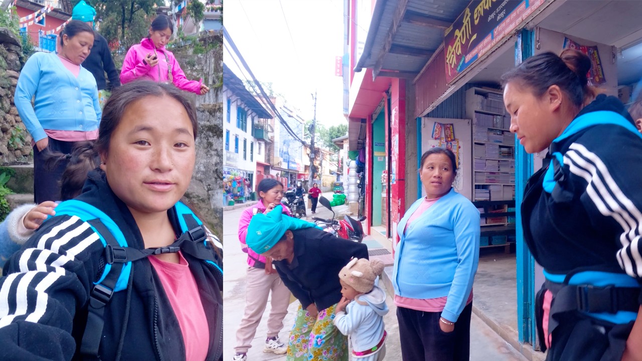 jina with friends in the local village market area || village life ||@Manjitamrnati