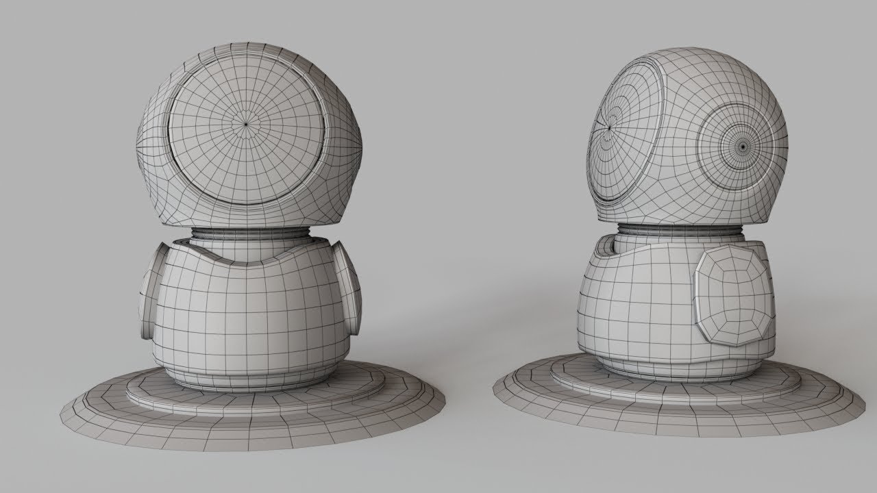 3ds max tutorial - Cute yellow robot 3d modeling.
