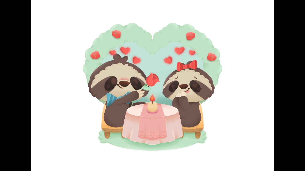 Valentine&rsquo;s Day Sloth | Cute Sloth Speed Paint | Relaxing Digital Art Time Lapse | Relaxation