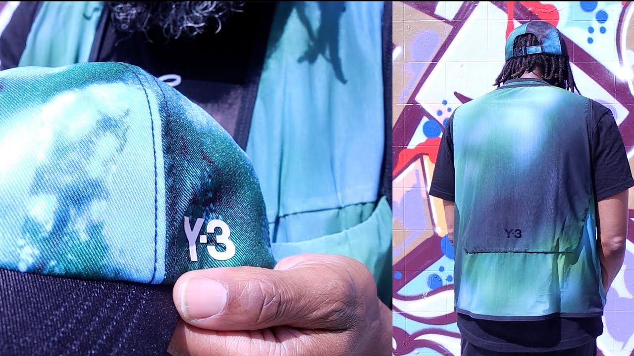ADIDAS Y3  EARTH PRINT WAISTCOAT  AND CAP & ADIDAS SONGS FOR THE MUTE T SHIRT 🟢
