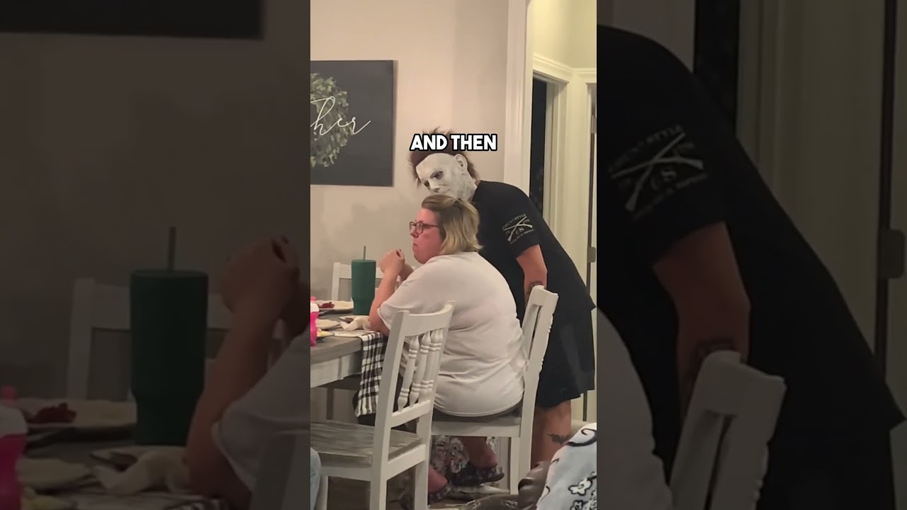 This son decided to prank his mom with Michael Myers mask 😂