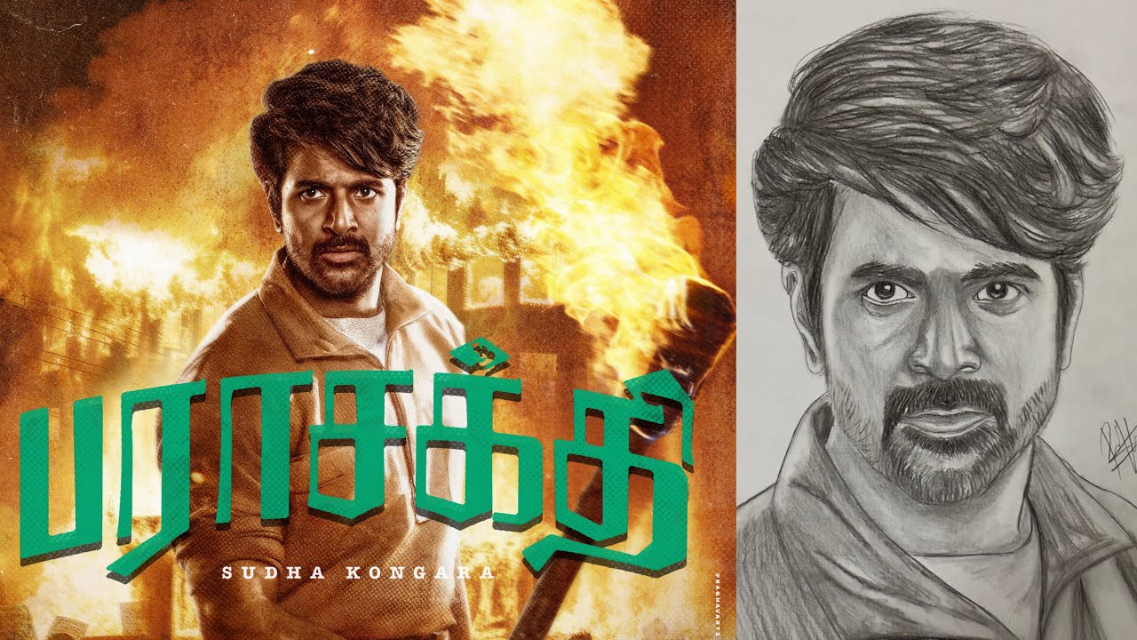 How to Draw Sivakarthikeyan from Parasakthi !! ✨ Step-by-Step Pencil Drawing Tutorial 🔥