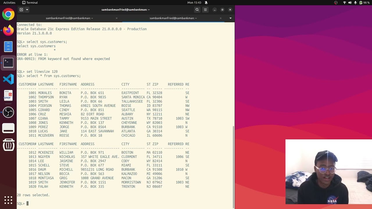 The Oracle database, User creation and management #2 #ICT2622