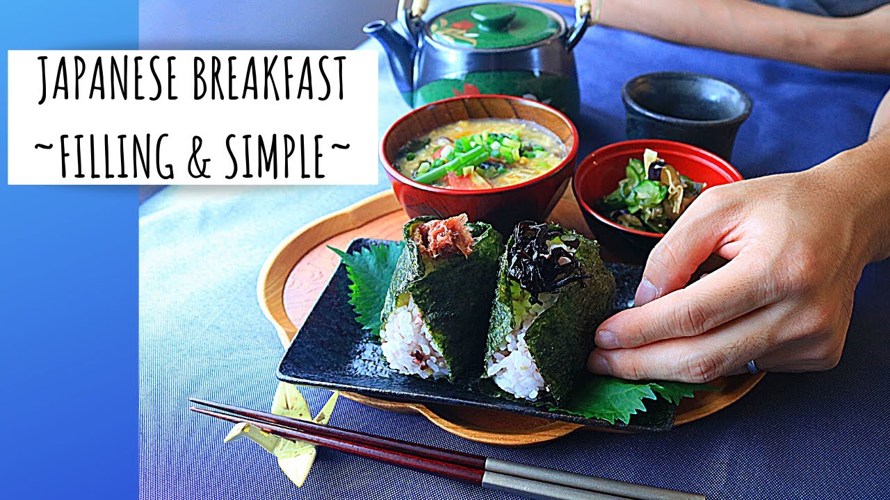JAPANESE BREAKFAST RECIPE/ ONIGIRI, SOUP, SALAD/ 一汁一菜