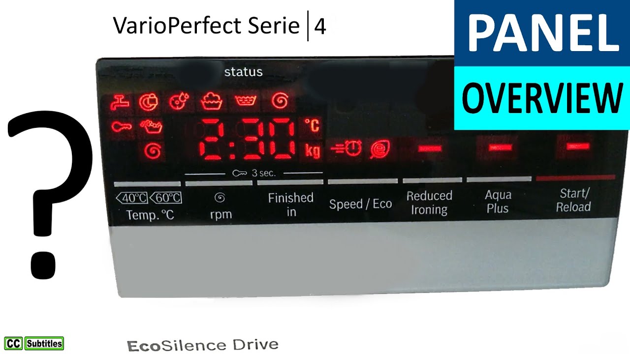 Bosch Washing Machine Display Panel Overview Serie 4 VarioPerfect