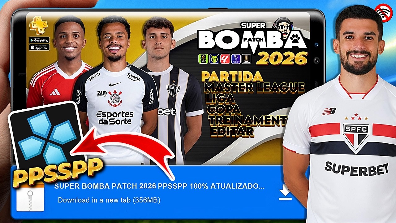🚨 BOMBA PATCH 2026 (PPSSPP) MEDIAFIRE DIRETO! ATUALIZA&Ccedil;&Atilde;O 13/02 CELULAR ANDROID ✅ MOD PES EFOOTBALL
