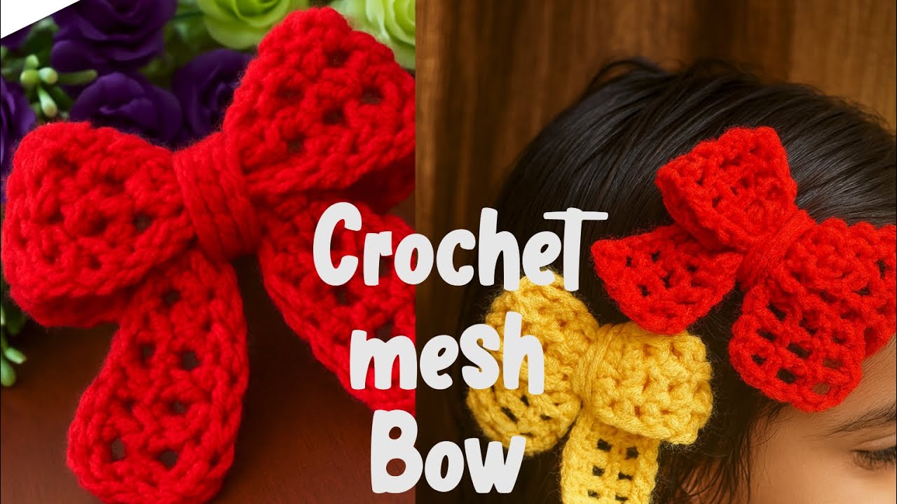 So beautiful 😍 crochet Mesh Bow#Begnner Friendly #Easy trick 
