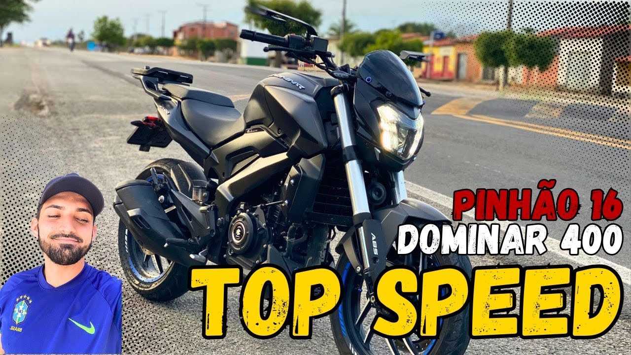 TOP SPEED Dominar400 com pinhão 16, filtro esportivo e escape original 🚀 Bajaj foguetão indiano 🔥
