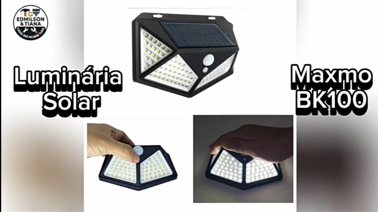 Luminária Solar Maxmo BK-100: Instalação e Modos de Iluminação (100 LEDs, 360º)