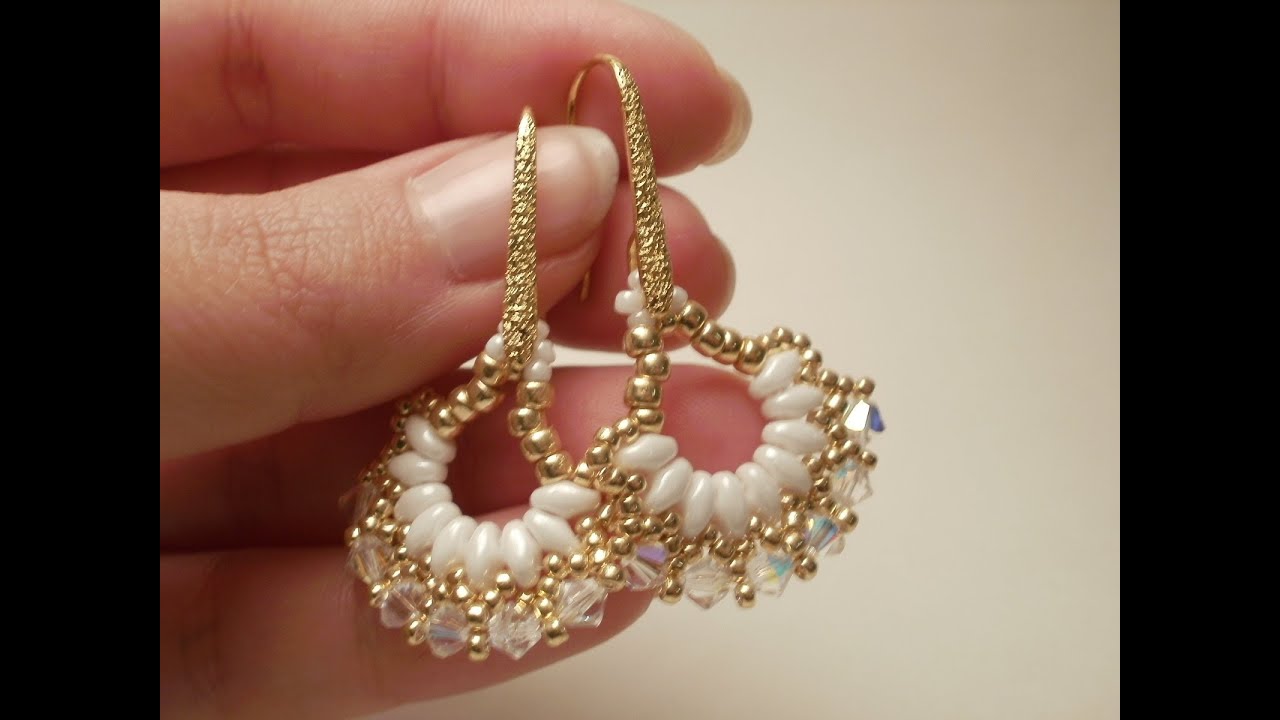 TUTORIAL orecchini Vintage Fan con Superduo e Swarovski | Superduo earrings TUTORIAL