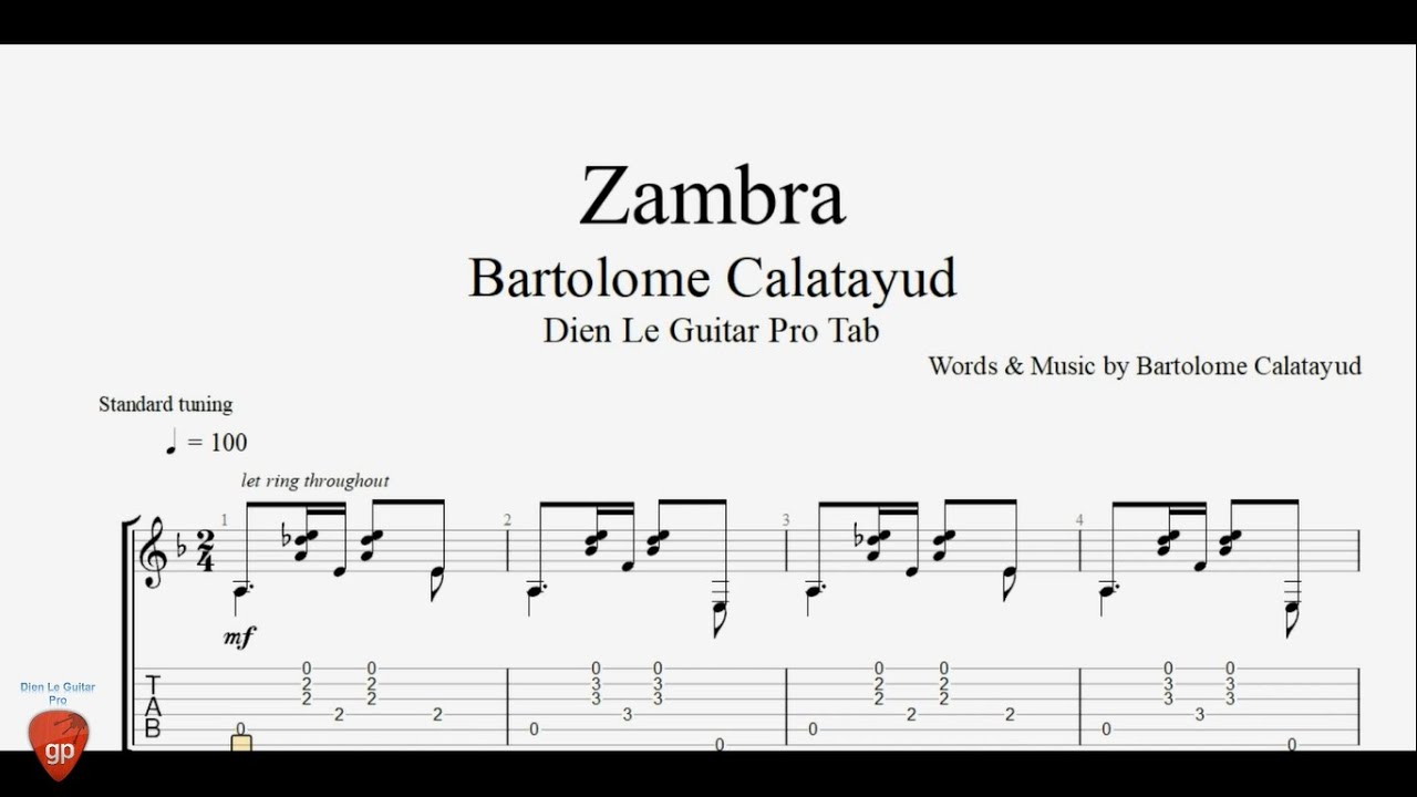 Bartolome Calatayud - Zambra - Flamenco Guitar Lesson Tabs