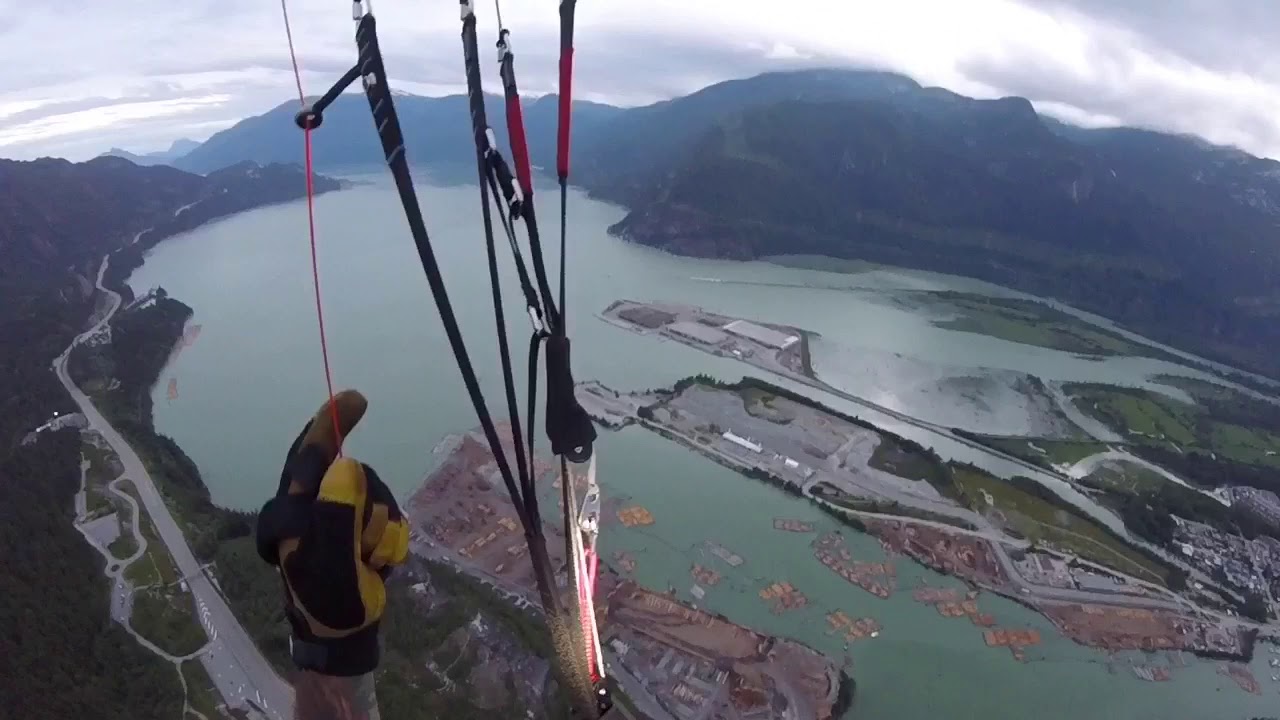 First paraglide off the Squamish Chief first peak
